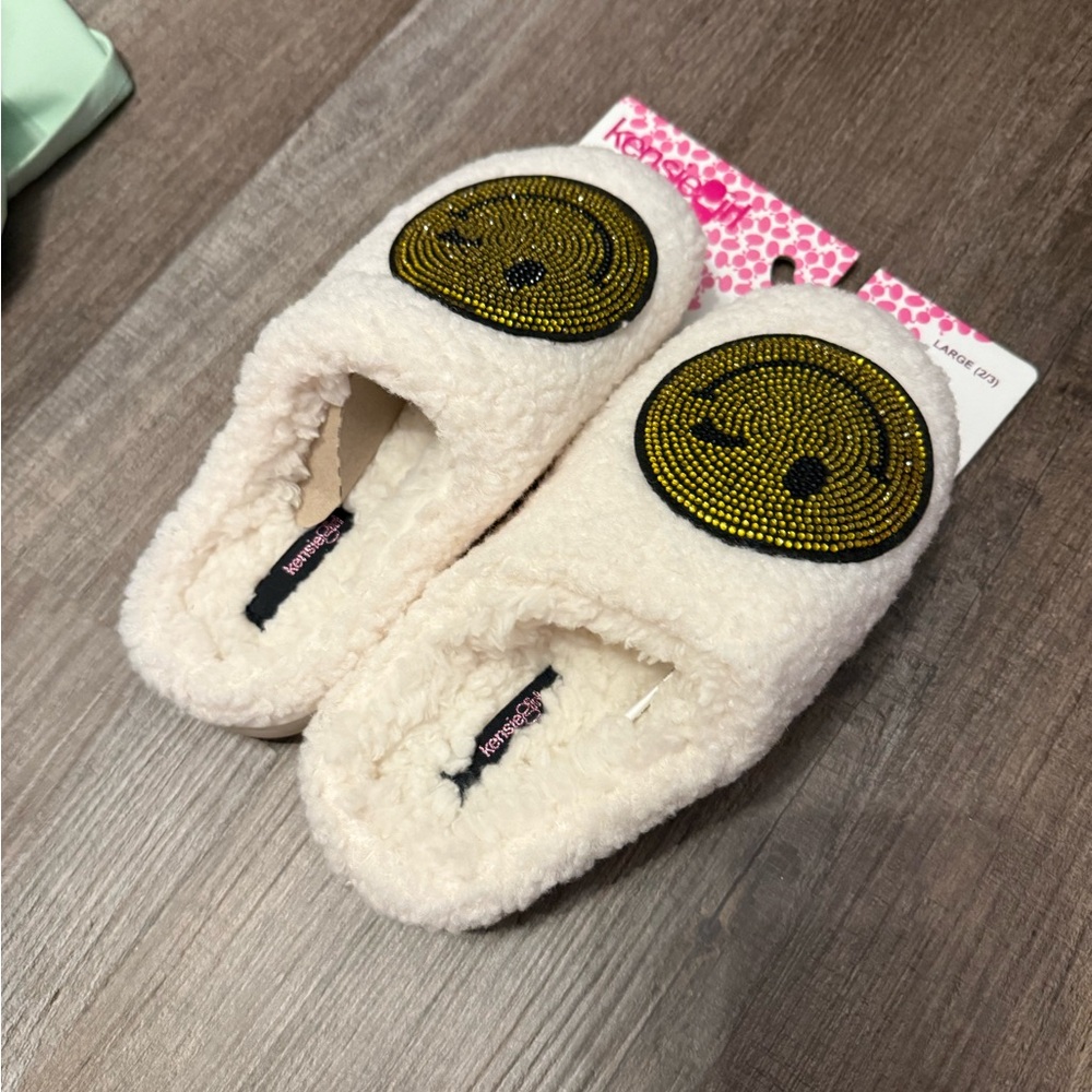 Cozy Cream Slippers with Smiley Face